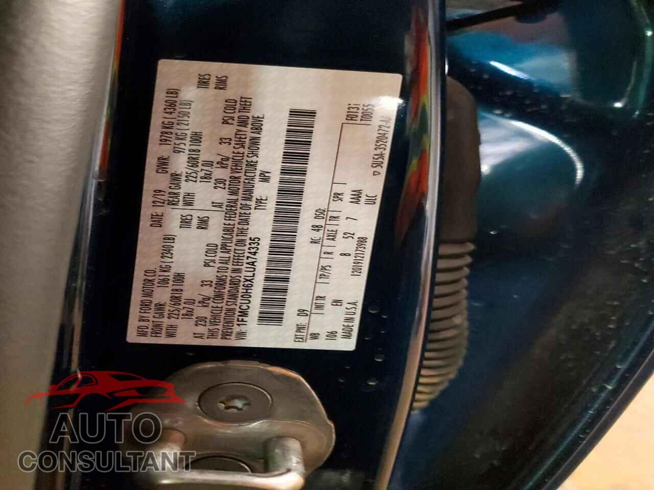 FORD ESCAPE 2020 - 1FMCU0H6XLUA74335