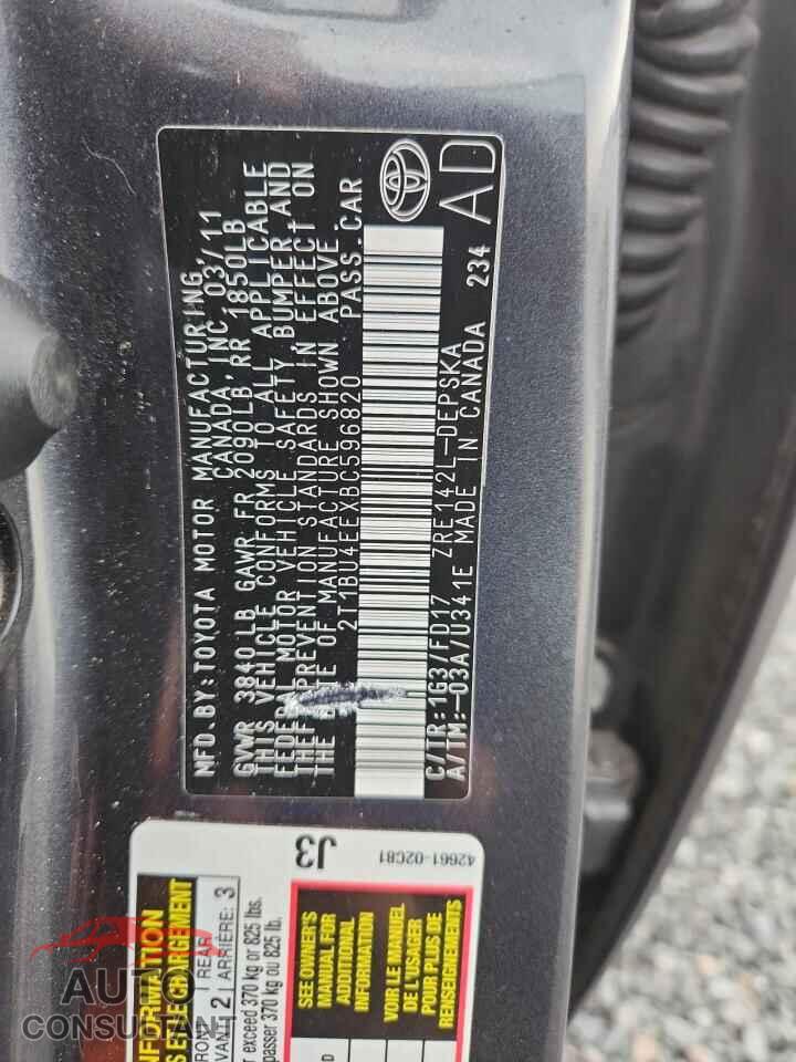 TOYOTA COROLLA 2011 - 2T1BU4EEXBC596820