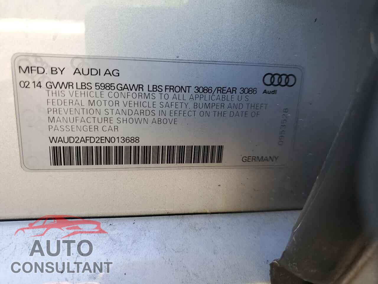 AUDI S8 2014 - WAUD2AFD2EN013688