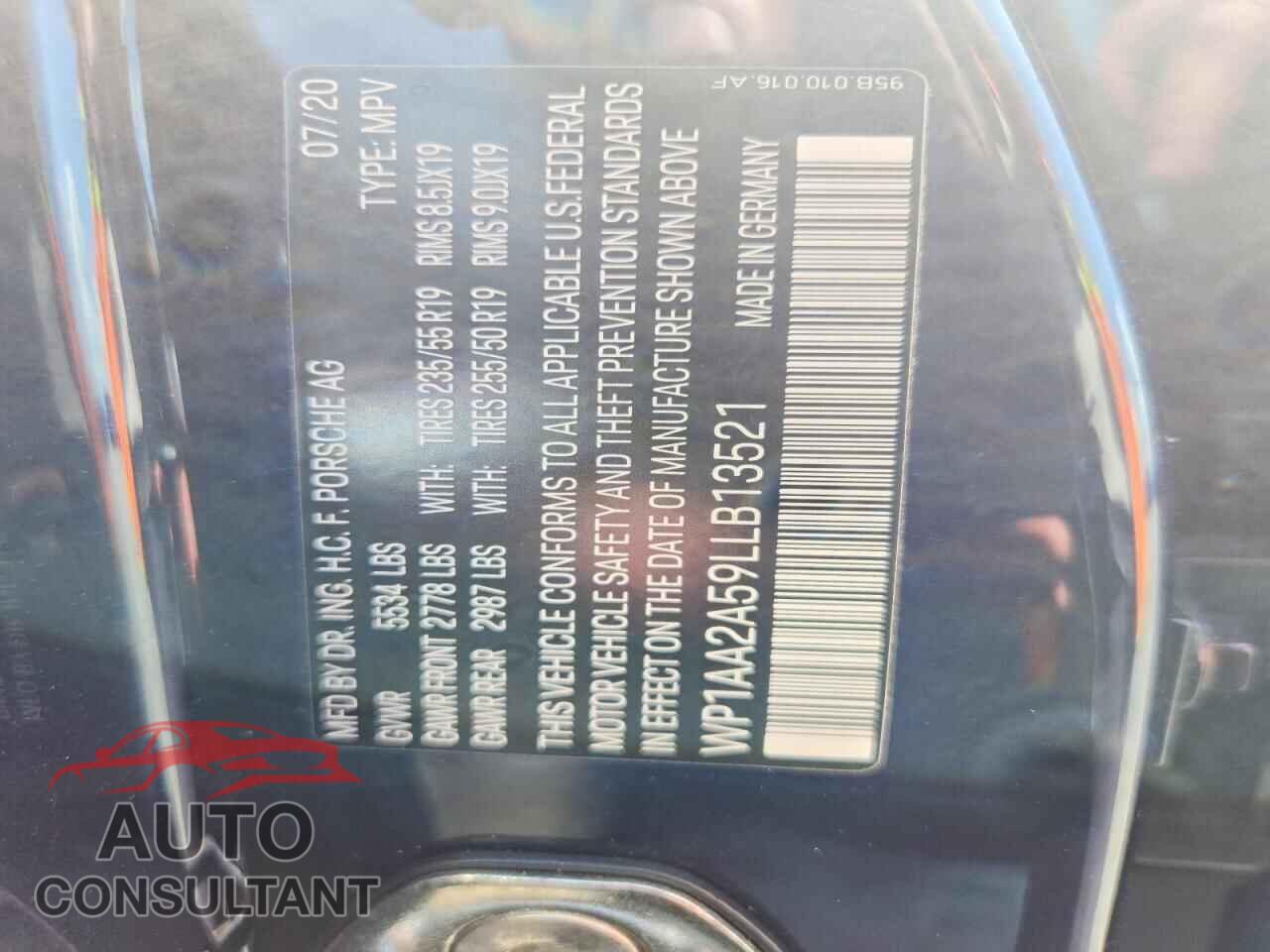 PORSCHE MACAN 2020 - WP1AA2A59LLB13521