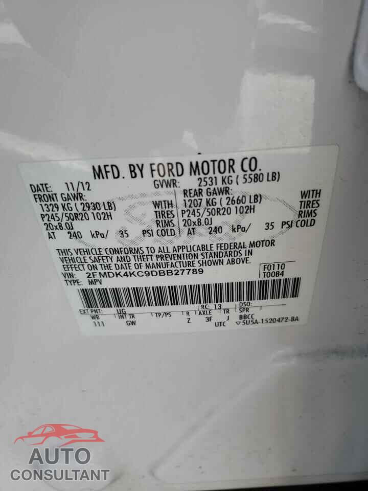 FORD EDGE 2013 - 2FMDK4KC9DBB27789