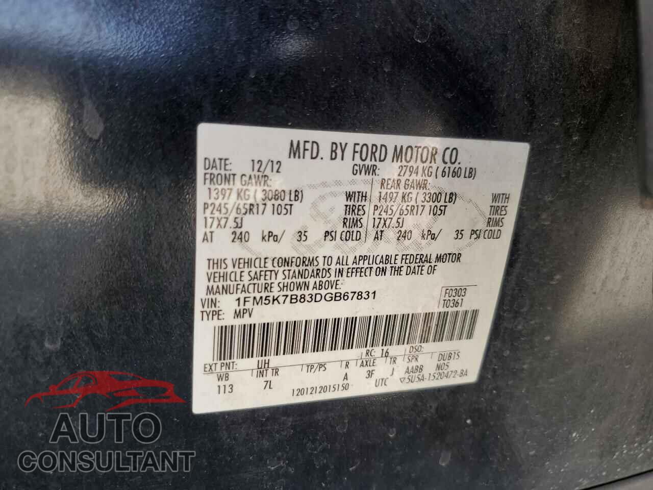 FORD EXPLORER 2013 - 1FM5K7B83DGB67831