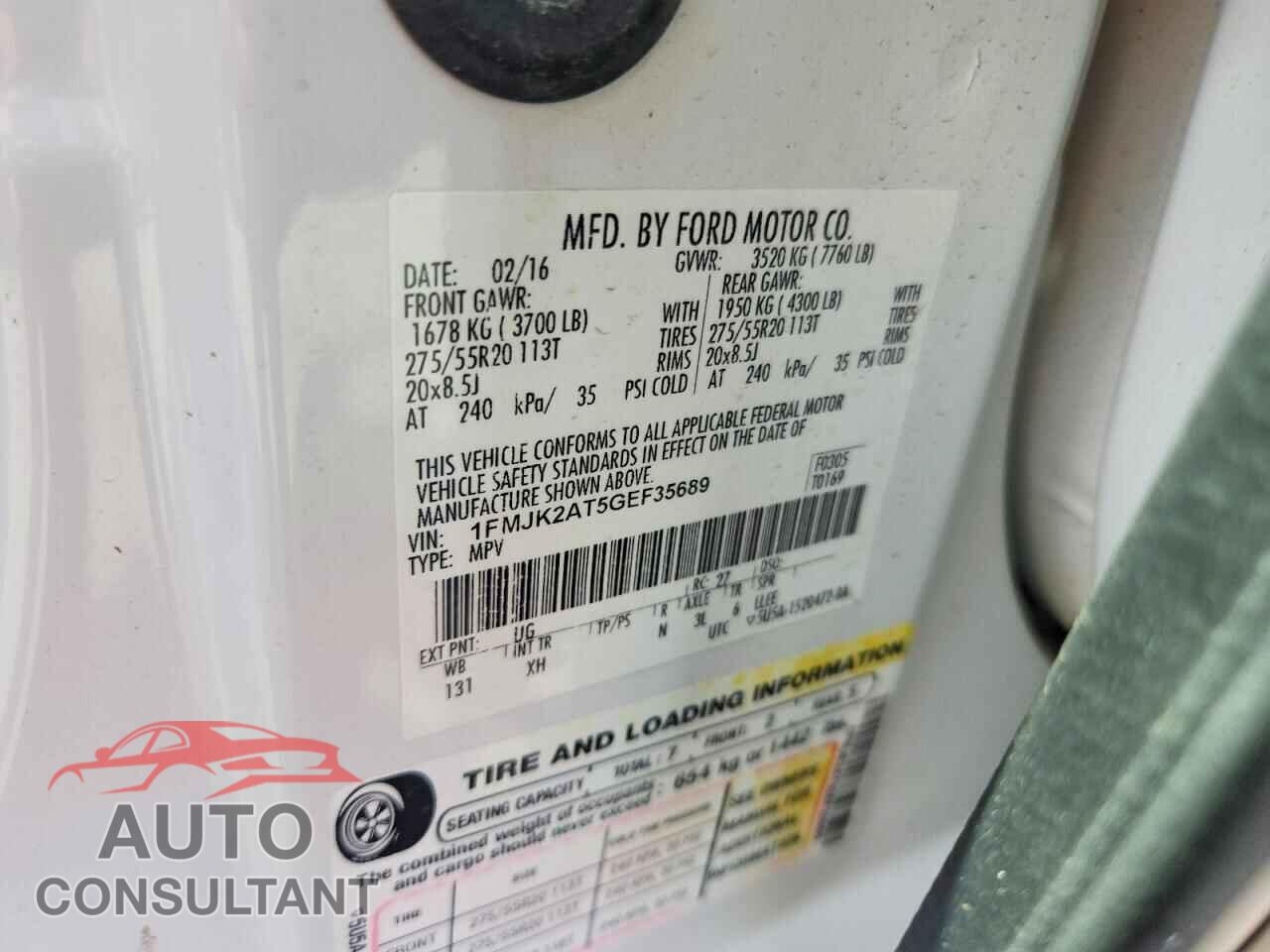 FORD EXPEDITION 2016 - 1FMJK2AT5GEF35689