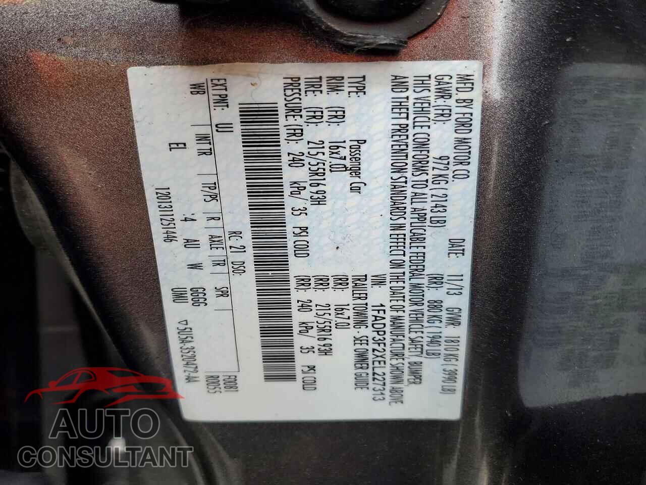 FORD FOCUS 2014 - 1FADP3F2XEL227313