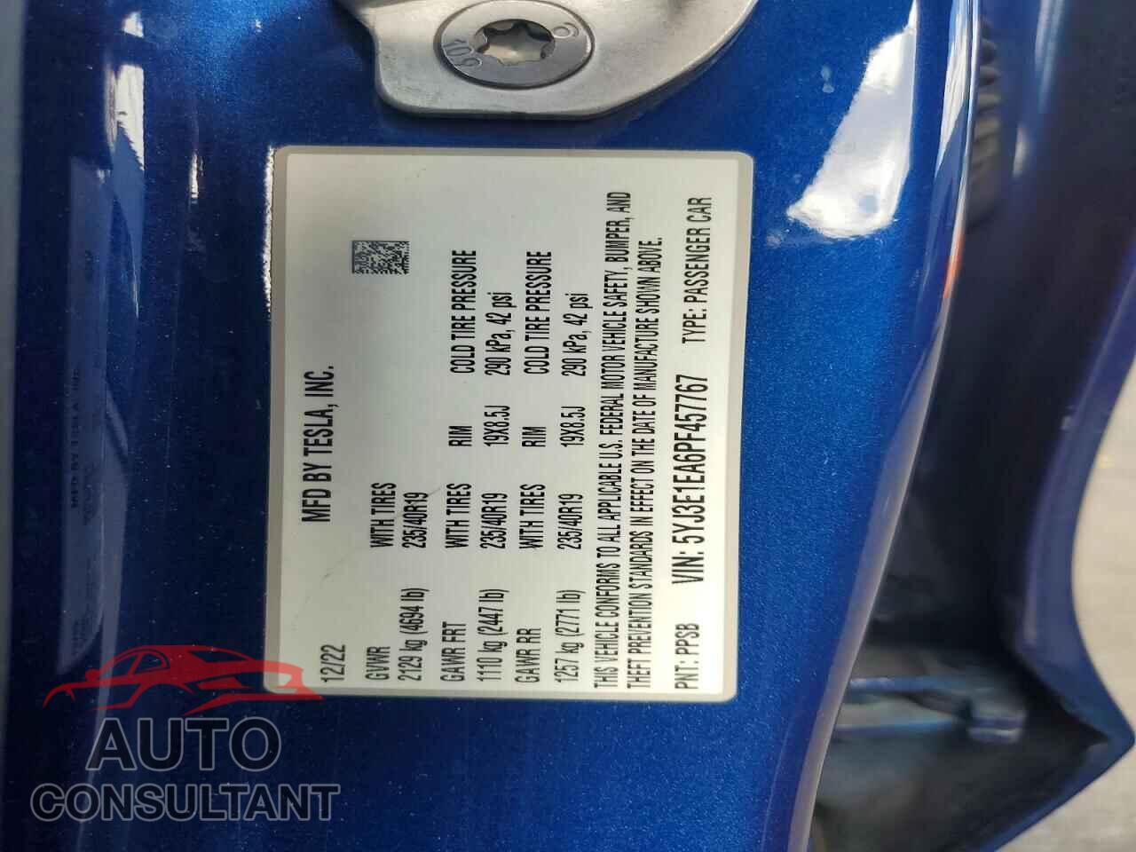 TESLA MODEL 3 2023 - 5YJ3E1EA6PF457767