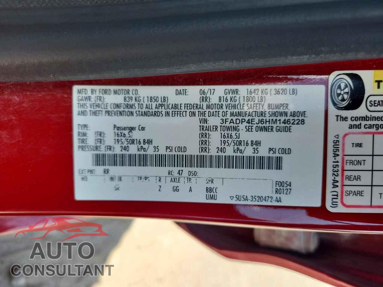 FORD FIESTA 2017 - 3FADP4EJ6HM146228