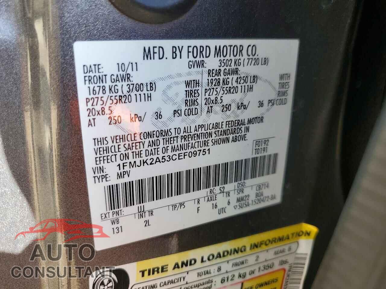 FORD EXPEDITION 2012 - 1FMJK2A53CEF09751