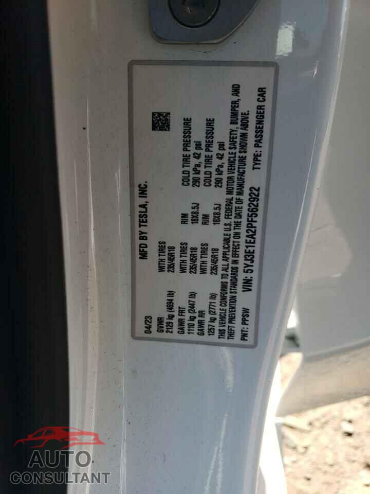 TESLA MODEL 3 2023 - 5YJ3E1EA2PF562922