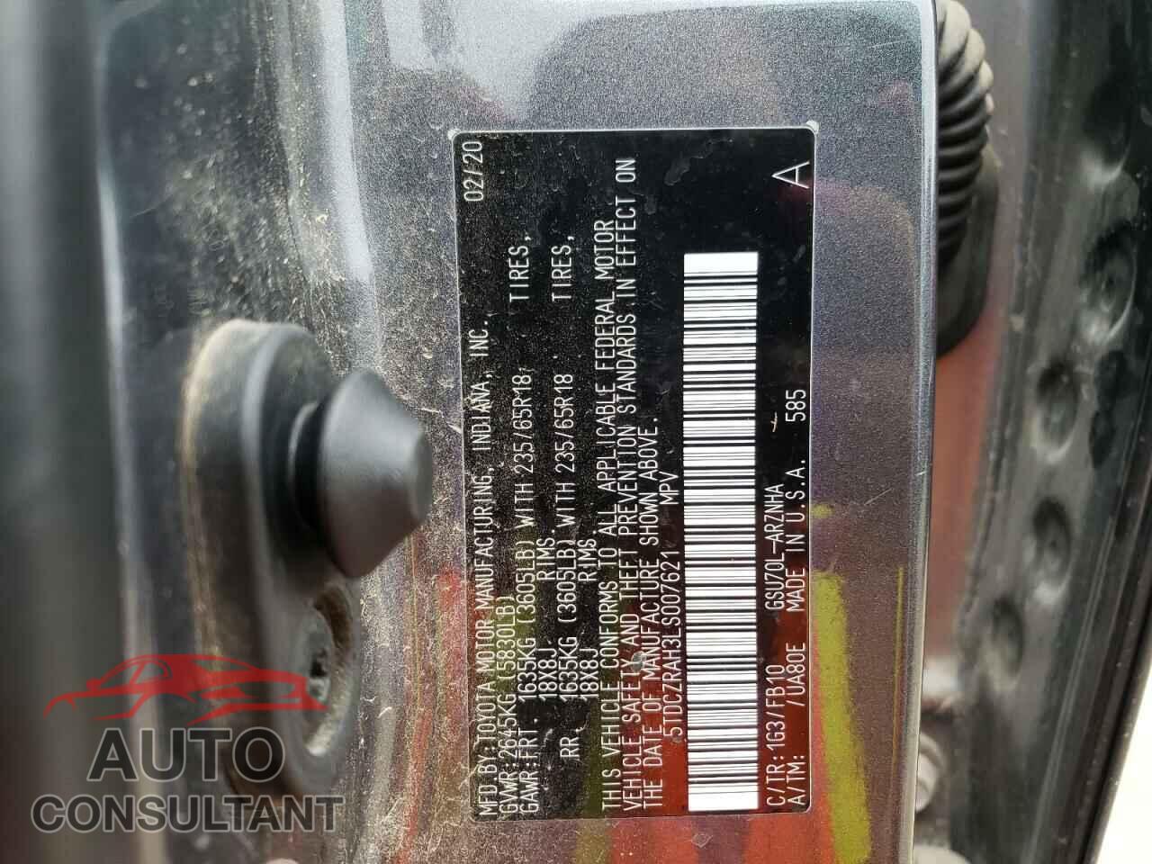 TOYOTA HIGHLANDER 2020 - 5TDCZRAH3LS007621