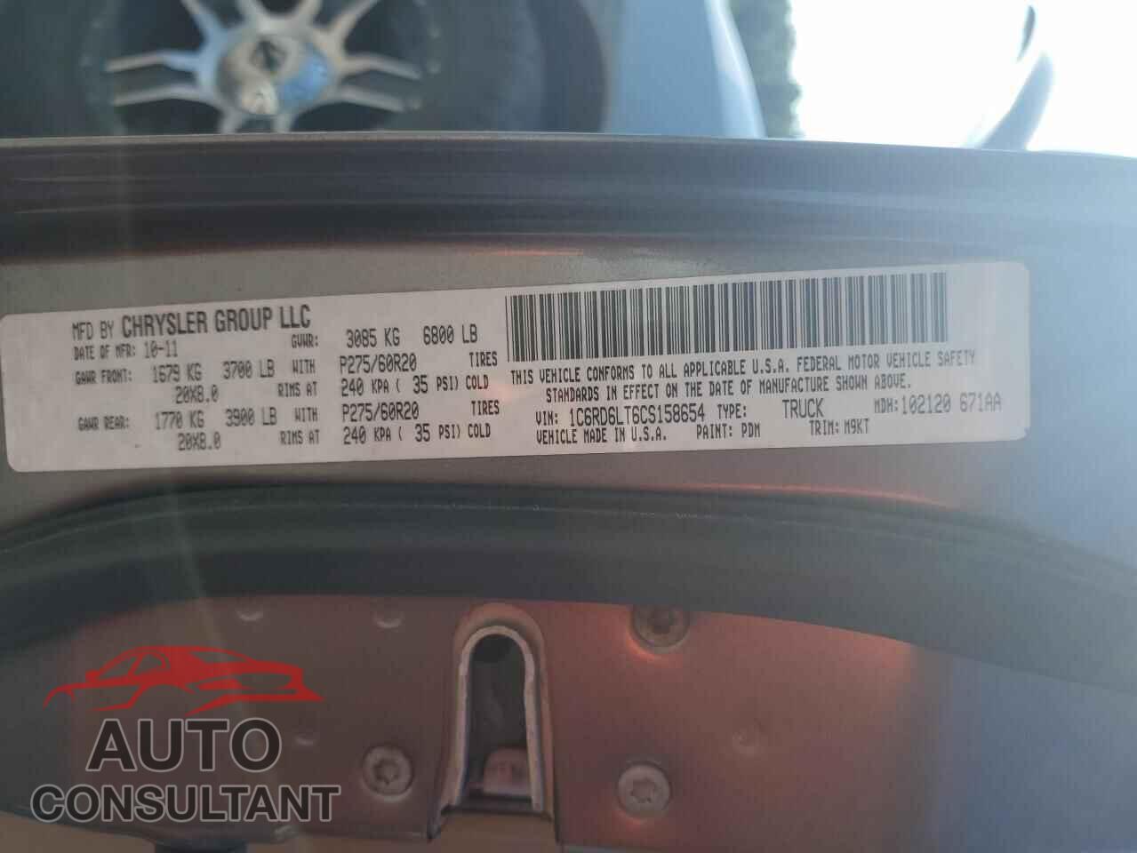 DODGE RAM 1500 2012 - 1C6RD6LT6CS158654