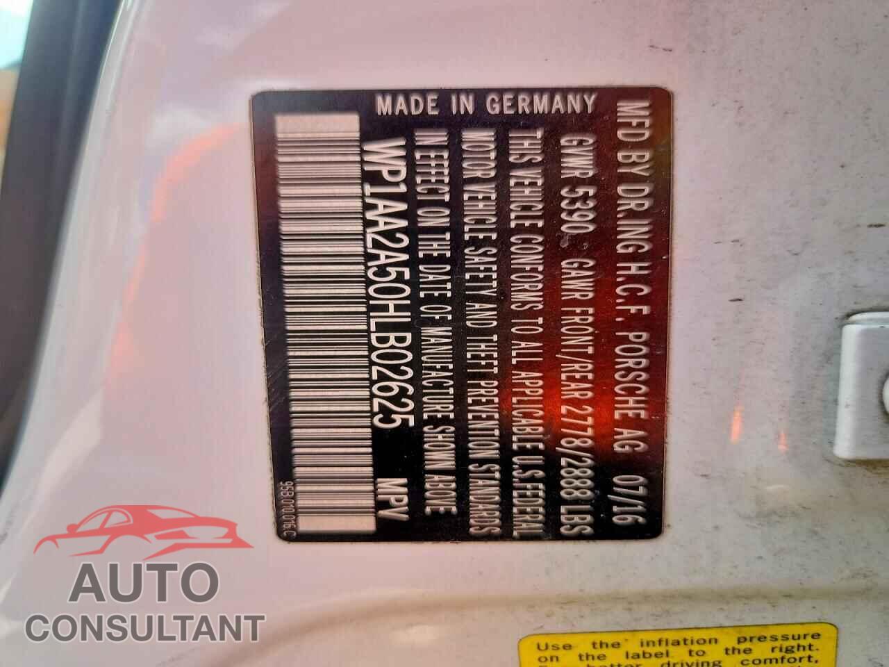 PORSCHE MACAN 2017 - WP1AA2A50HLB02625