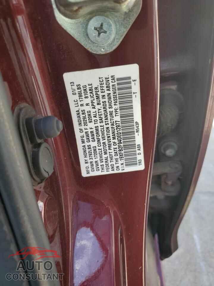 HONDA CIVIC 2013 - 19XFB2F94DE012977