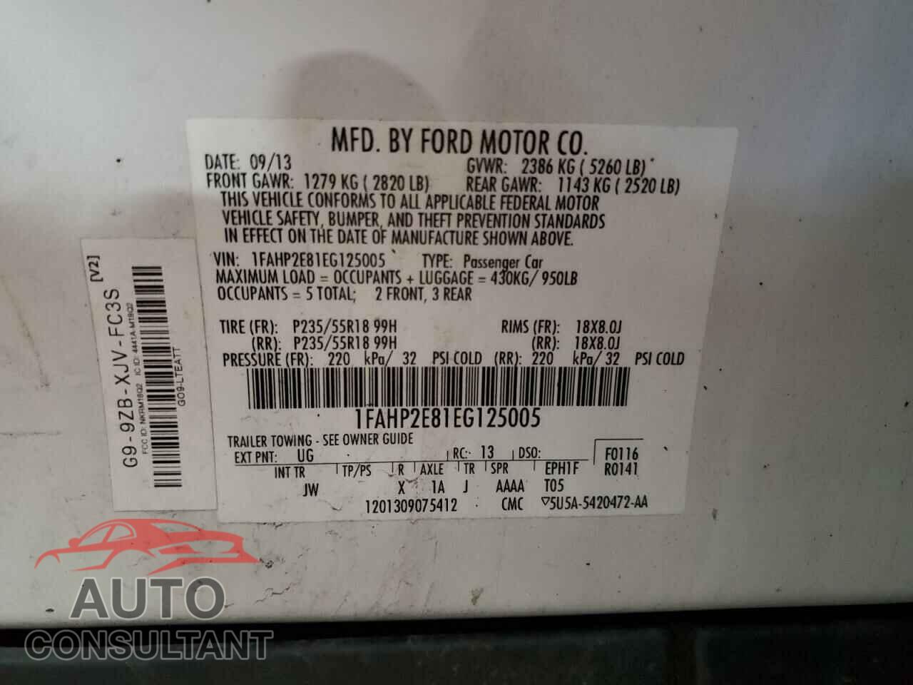 FORD TAURUS 2014 - 1FAHP2E81EG125005