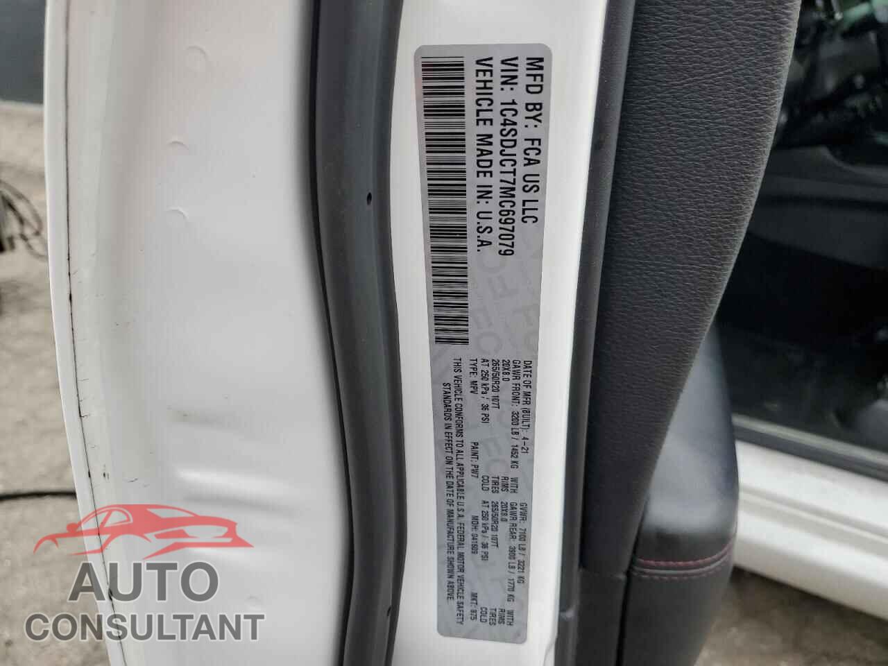 DODGE DURANGO 2021 - 1C4SDJCT7MC697079