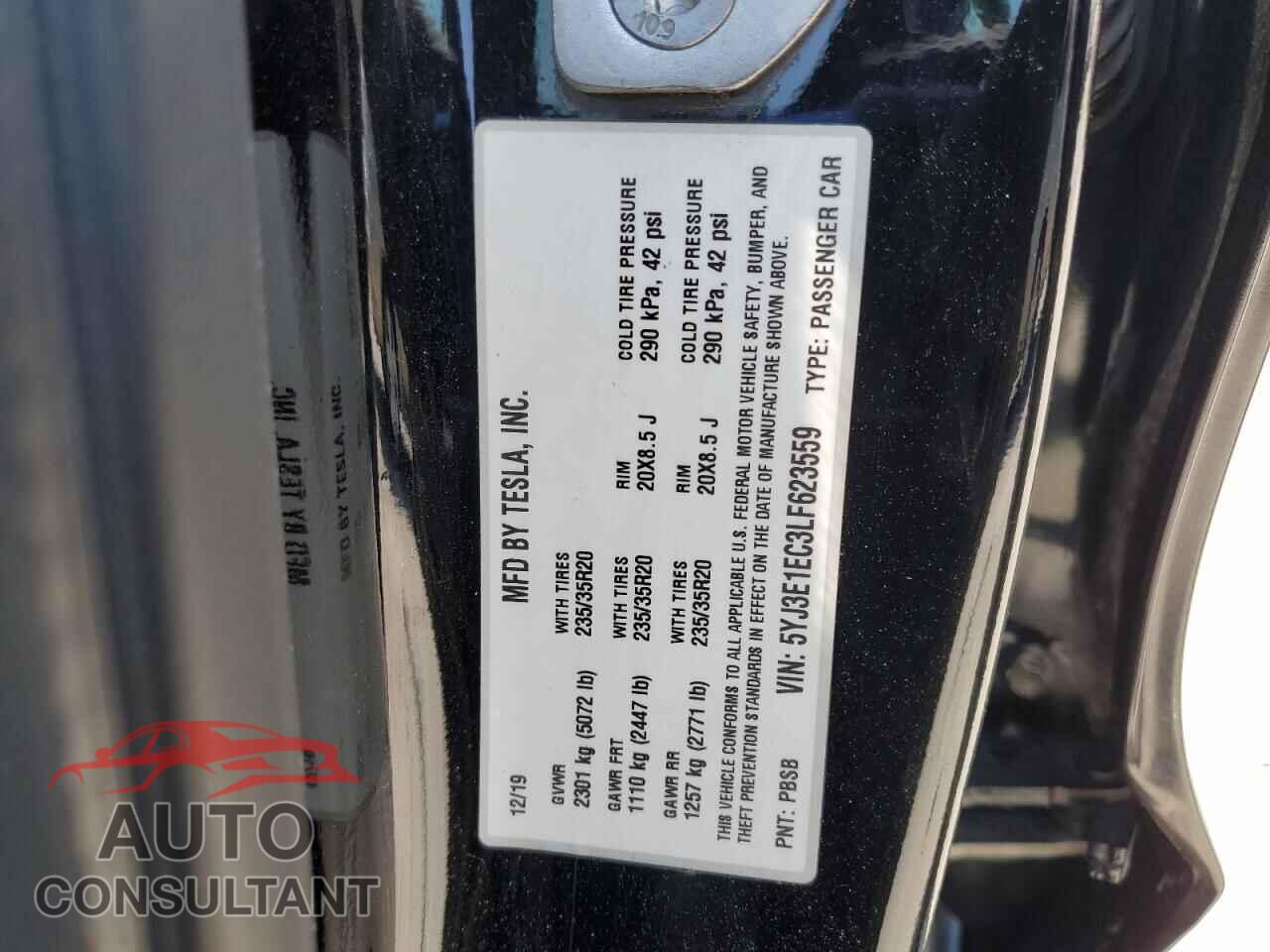 TESLA MODEL 3 2020 - 5YJ3E1EC3LF623559