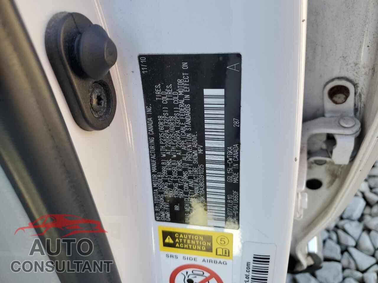 LEXUS RX350 2011 - 2T2BK1BA3BC091025