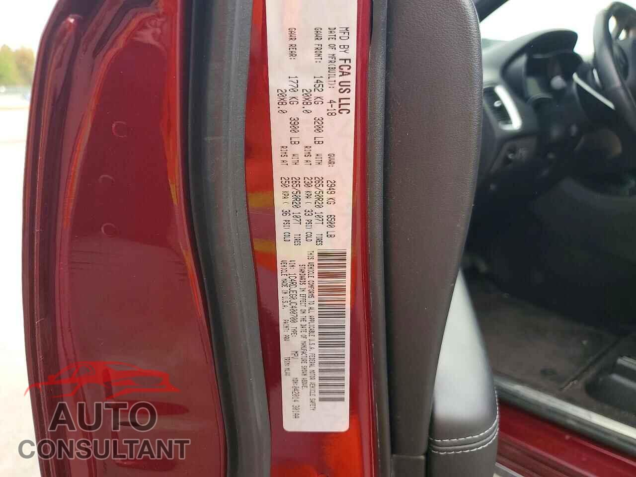 DODGE DURANGO 2018 - 1C4RDJEG0JC400700