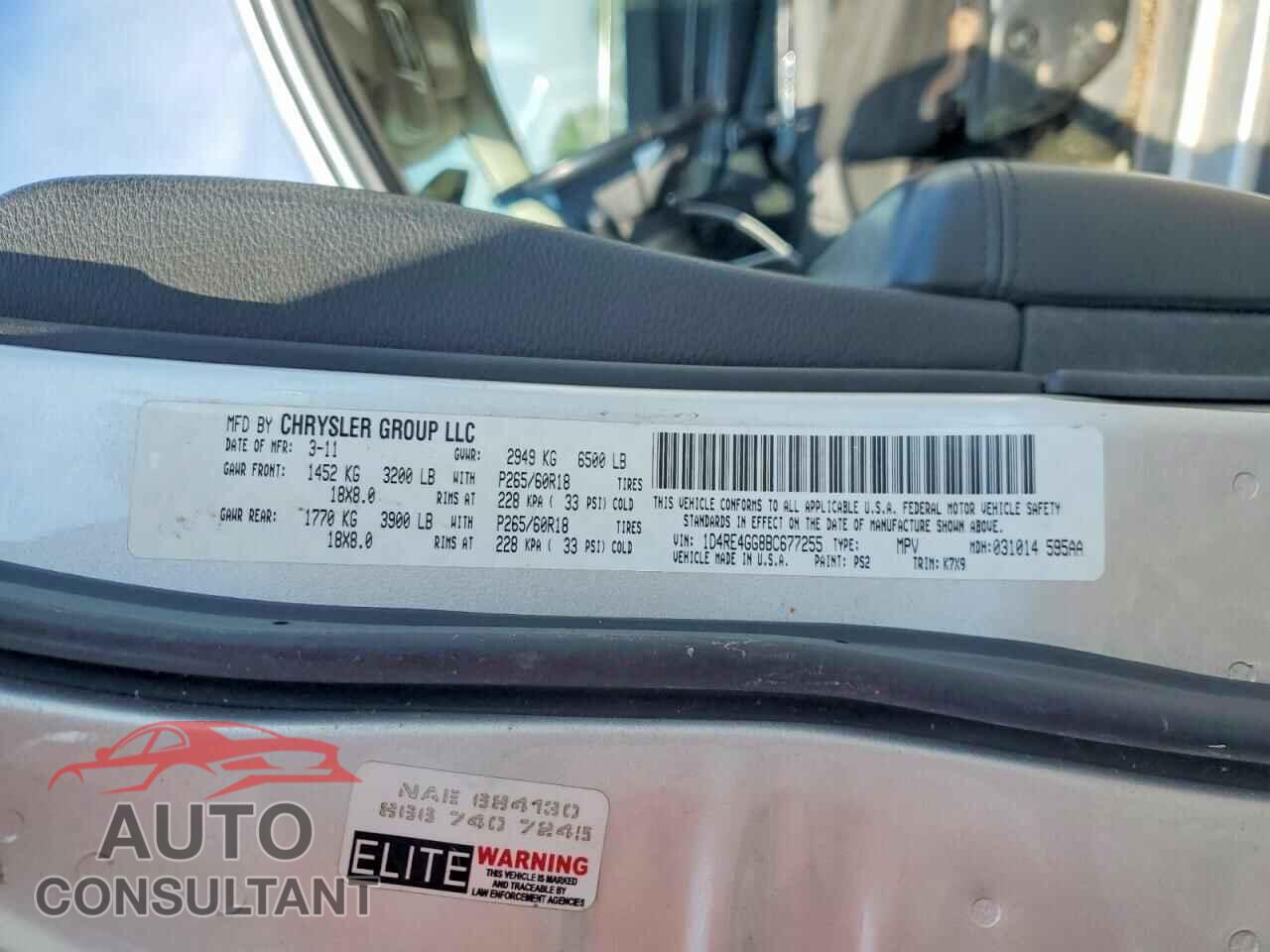 DODGE DURANGO 2011 - 1D4RE4GG8BC677255