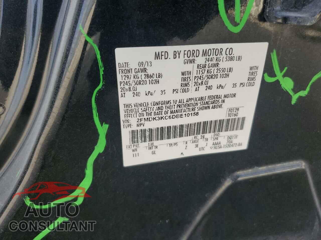 FORD EDGE 2013 - 2FMDK3KC6DBE10158