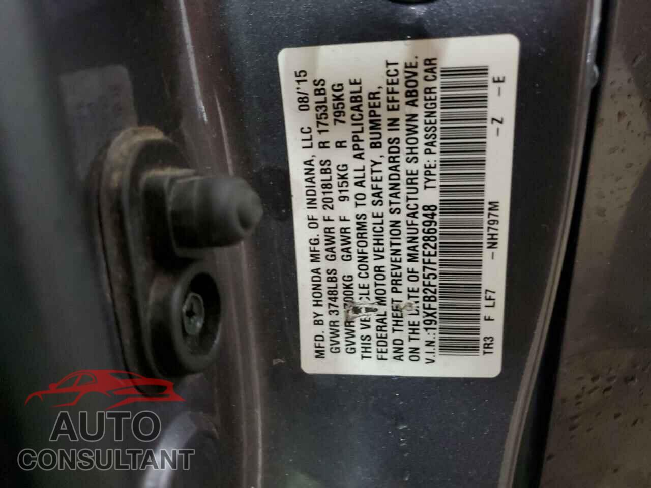 HONDA CIVIC 2015 - 19XFB2F57FE286948