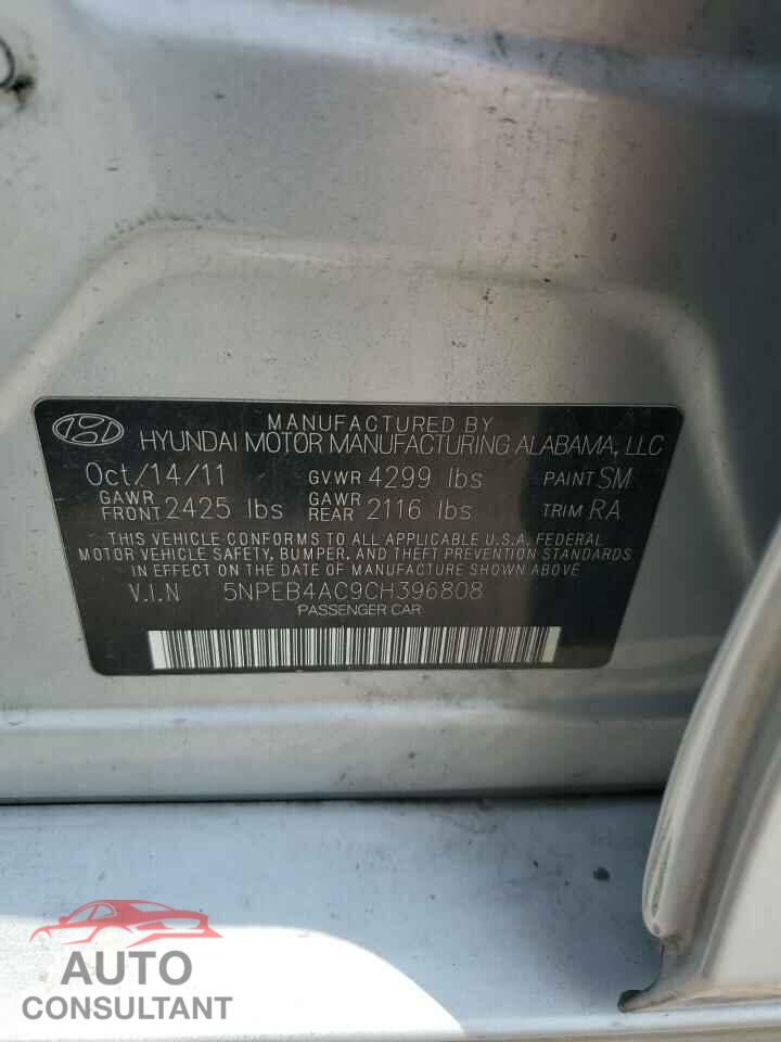 HYUNDAI SONATA 2012 - 5NPEB4AC9CH396808