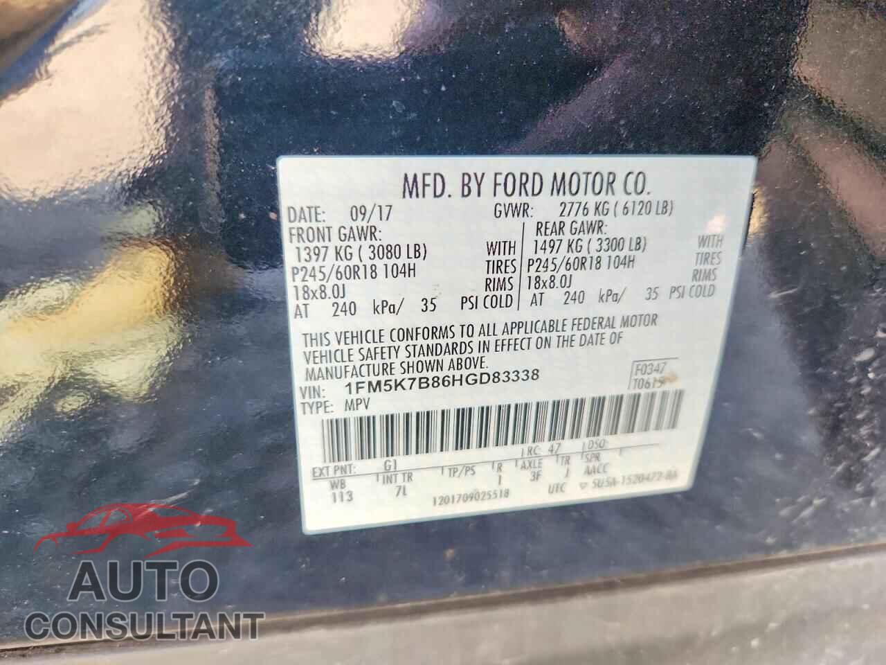 FORD EXPLORER 2017 - 1FM5K7B86HGD83338