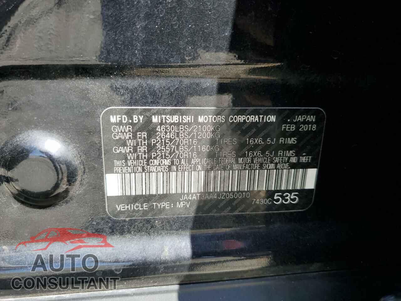 MITSUBISHI ECLIPSE 2018 - JA4AT3AA4JZ050010