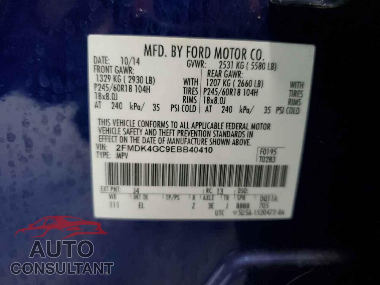 FORD EDGE 2014 - 2FMDK4GC9EBB40410