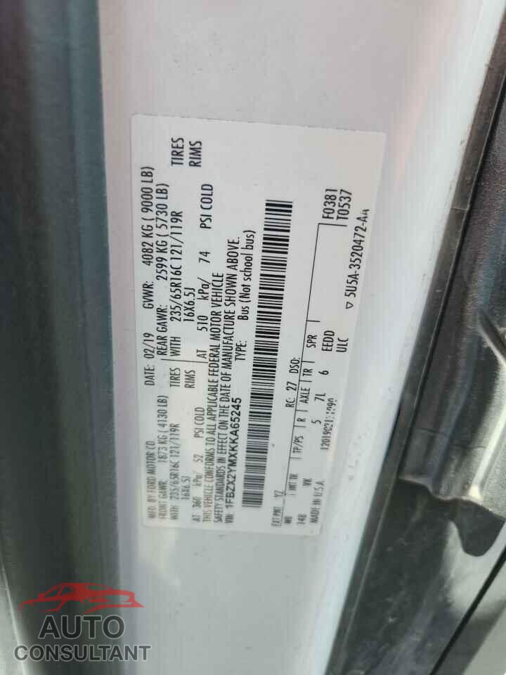 FORD TRANSIT 2019 - 1FBZX2YMXKKA65245