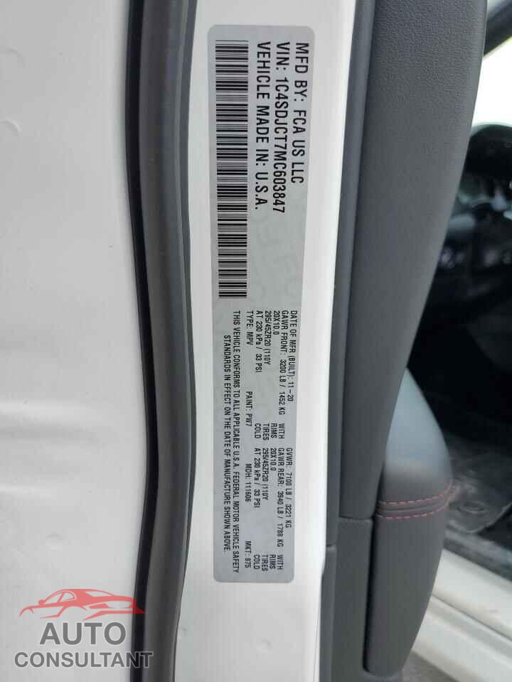 DODGE DURANGO 2021 - 1C4SDJCT7MC603847