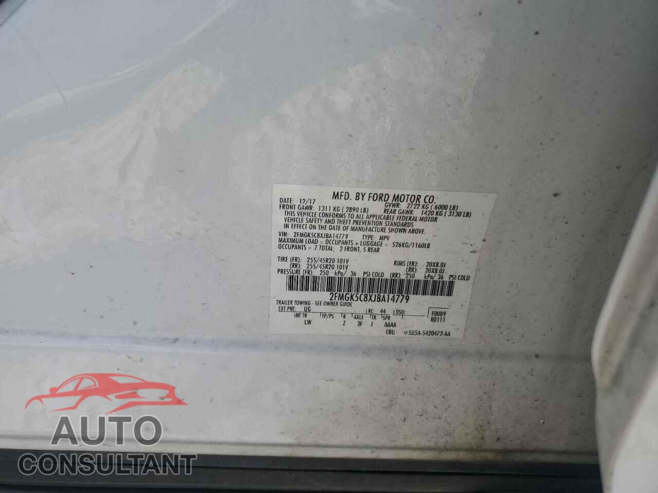 FORD FLEX 2018 - 2FMGK5C8XJBA14779