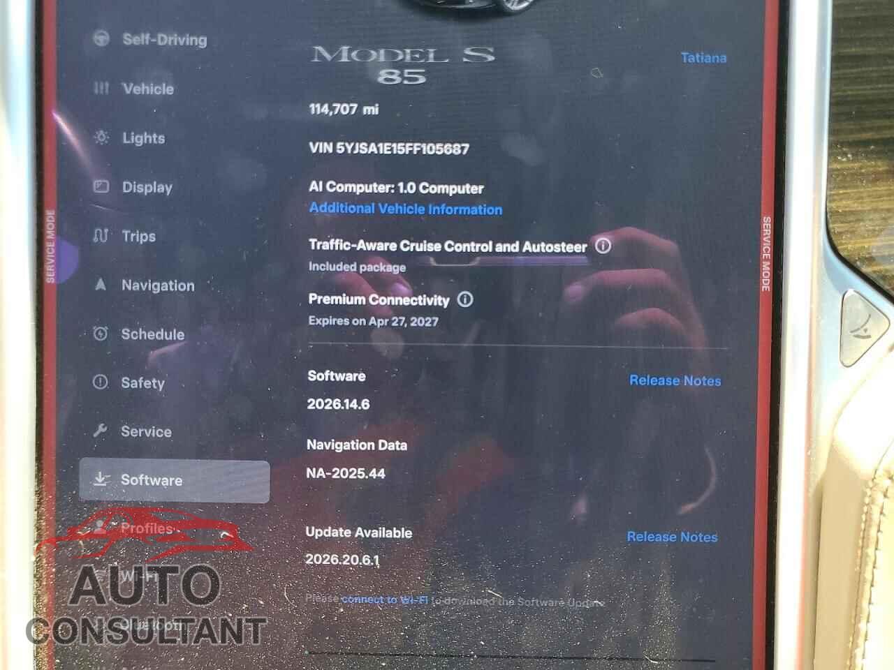 TESLA MODEL S 2015 - 5YJSA1E15FF105687