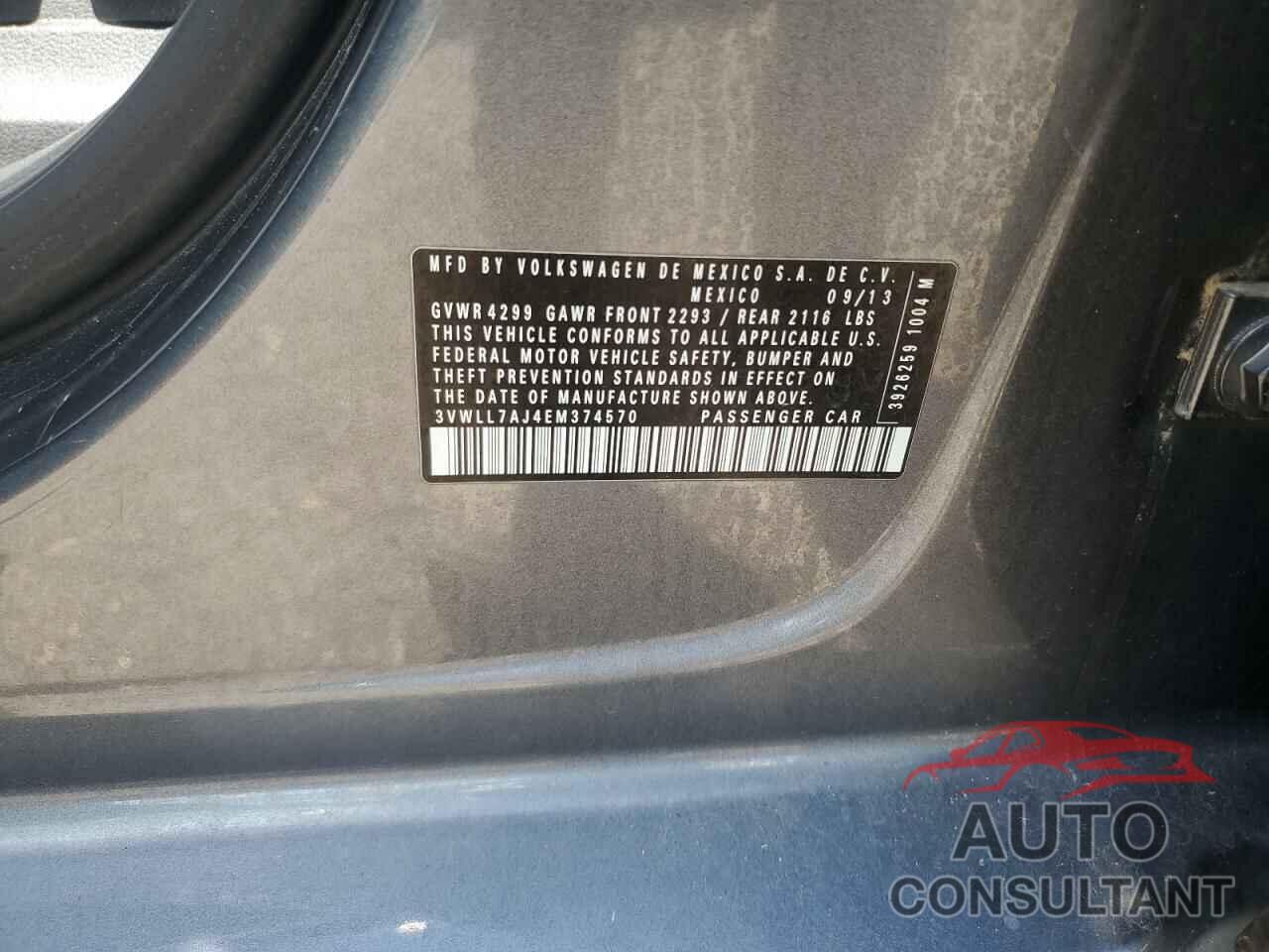 VOLKSWAGEN JETTA 2014 - 3VWLL7AJ4EM374570