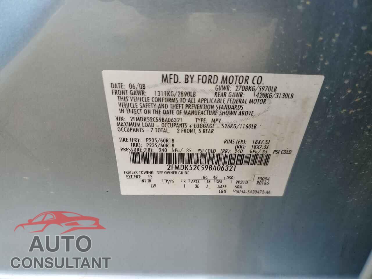 FORD FLEX 2009 - 2FMDK52C59BA06321