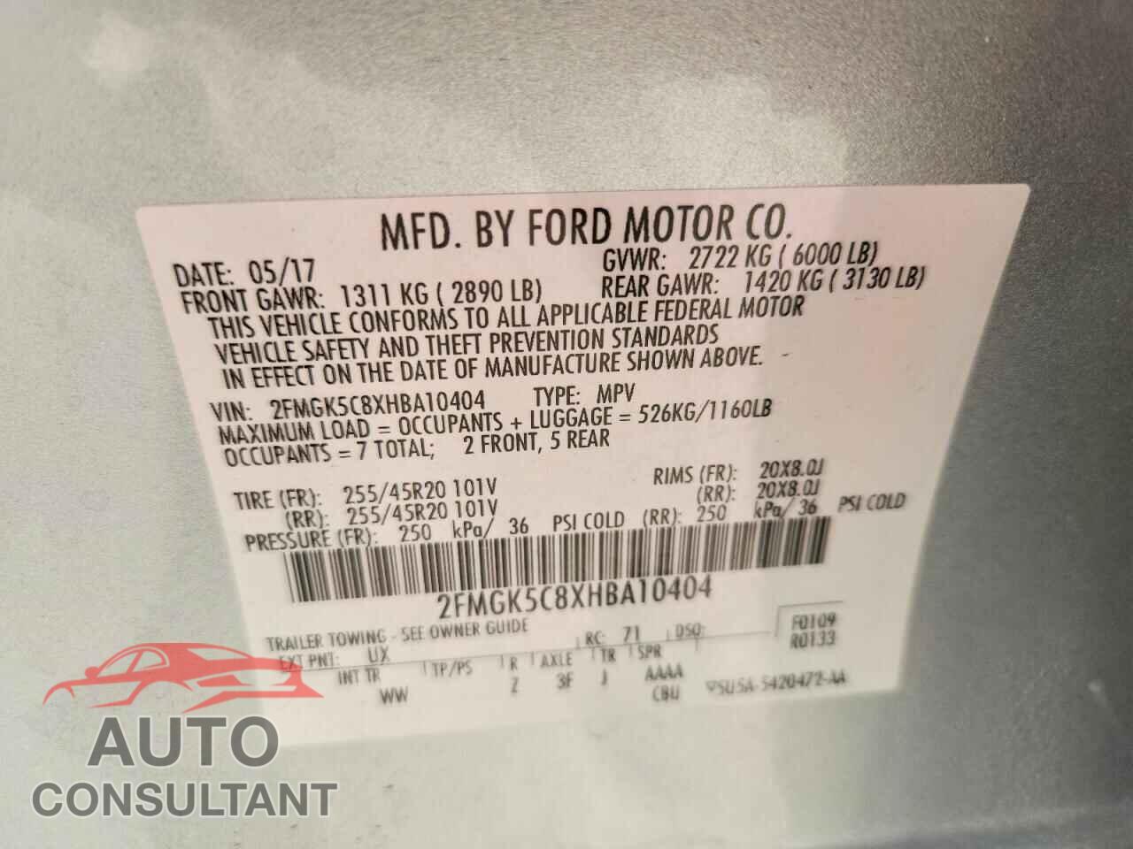 FORD FLEX 2017 - 2FMGK5C8XHBA10404