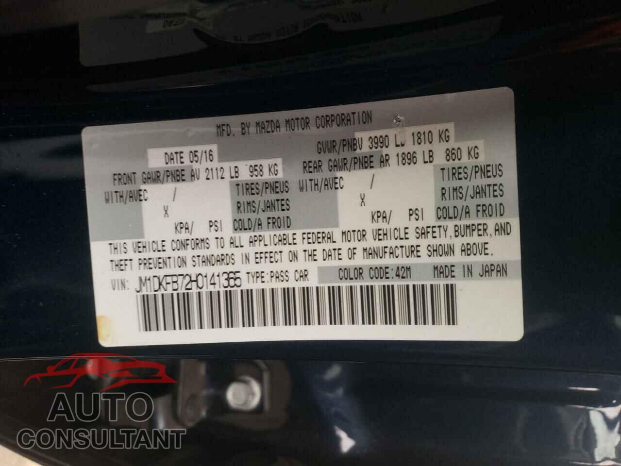 MAZDA CX-3 2017 - JM1DKFB72H0141365