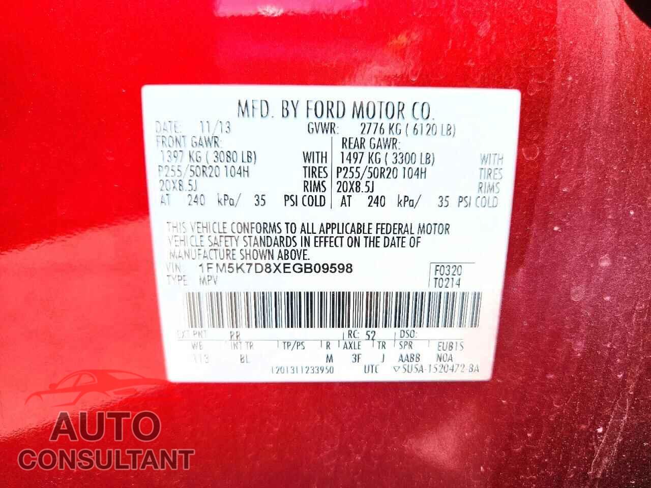 FORD EXPLORER 2014 - 1FM5K7D8XEGB09598