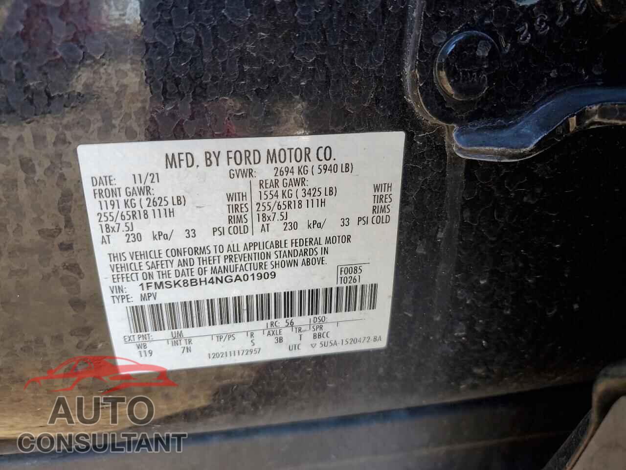 FORD EXPLORER 2022 - 1FMSK8BH4NGA01909