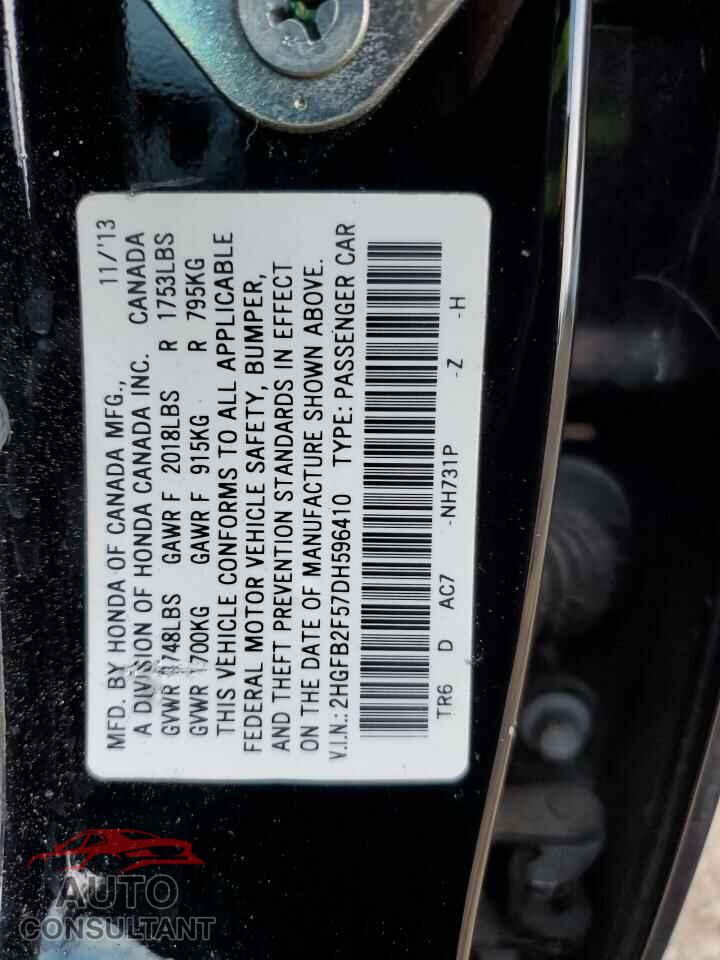 HONDA CIVIC 2013 - 2HGFB2F57DH596410