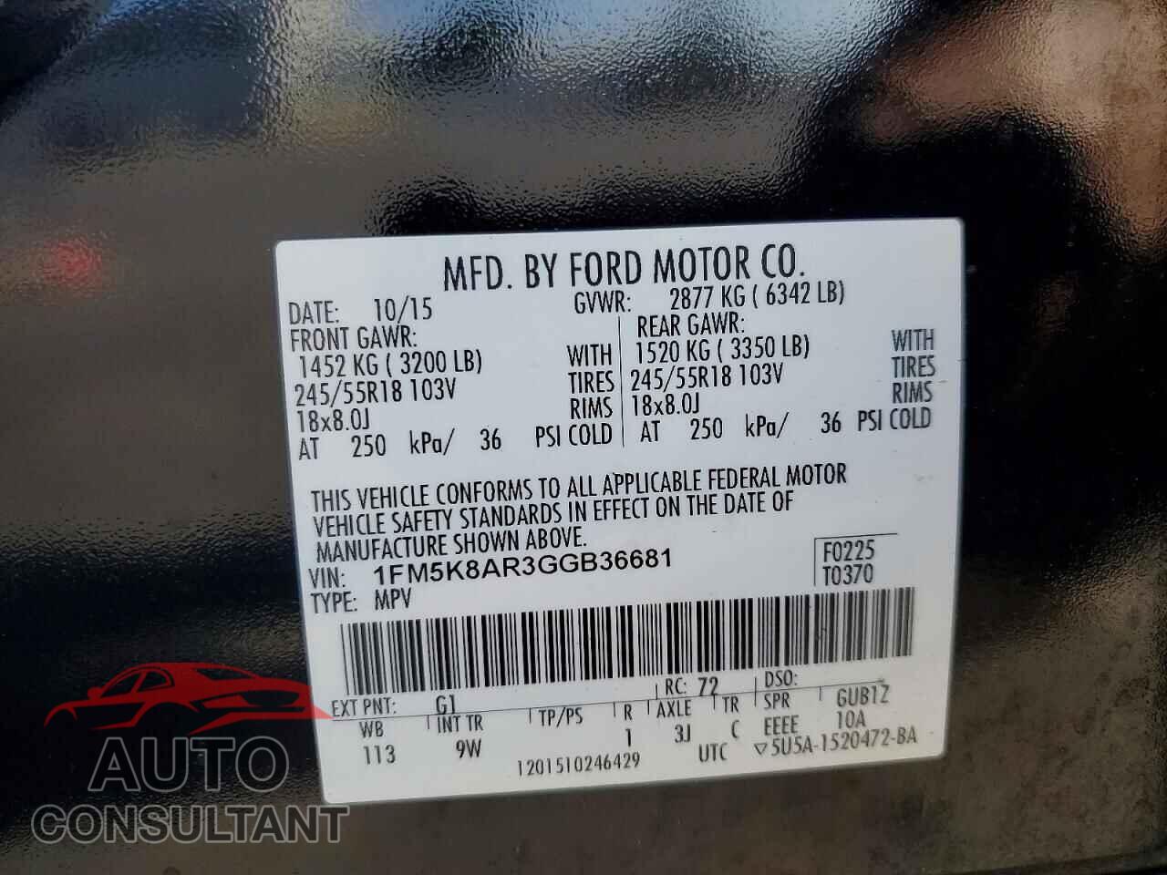 FORD EXPLORER 2016 - 1FM5K8AR3GGB36681