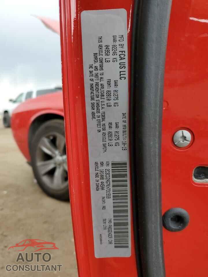 DODGE CHALLENGER 2019 - 2C3CDZAG7KH731559
