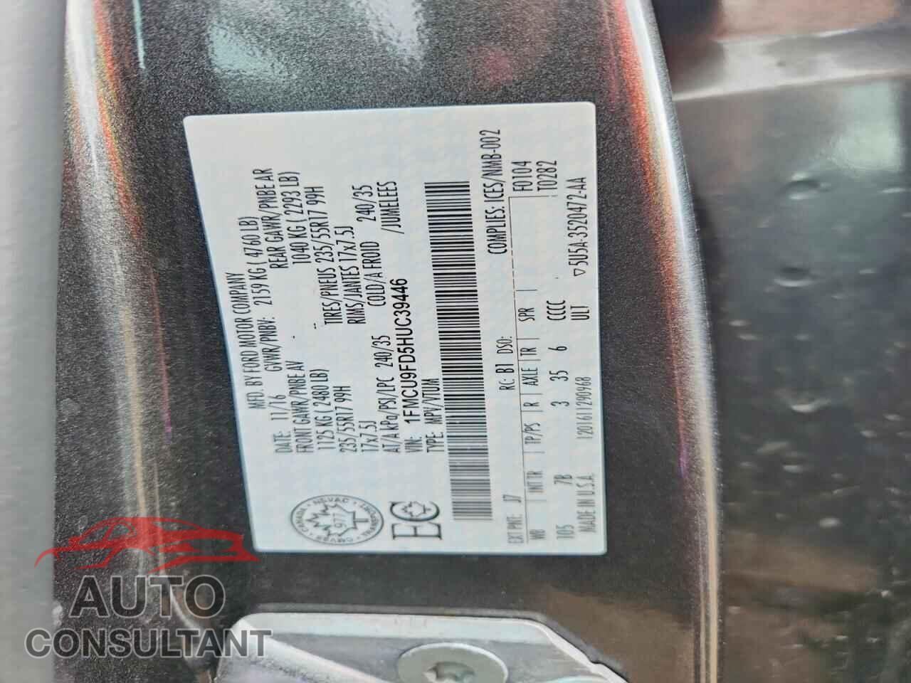 FORD ESCAPE 2017 - 1FMCU9FD5HUC39446