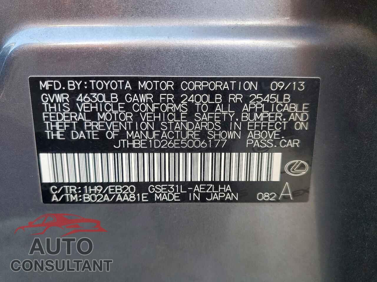 LEXUS IS 2014 - JTHBE1D26E5006177