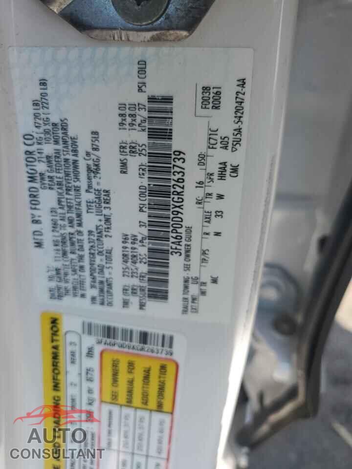 FORD FUSION 2016 - 3FA6P0D9XGR263739