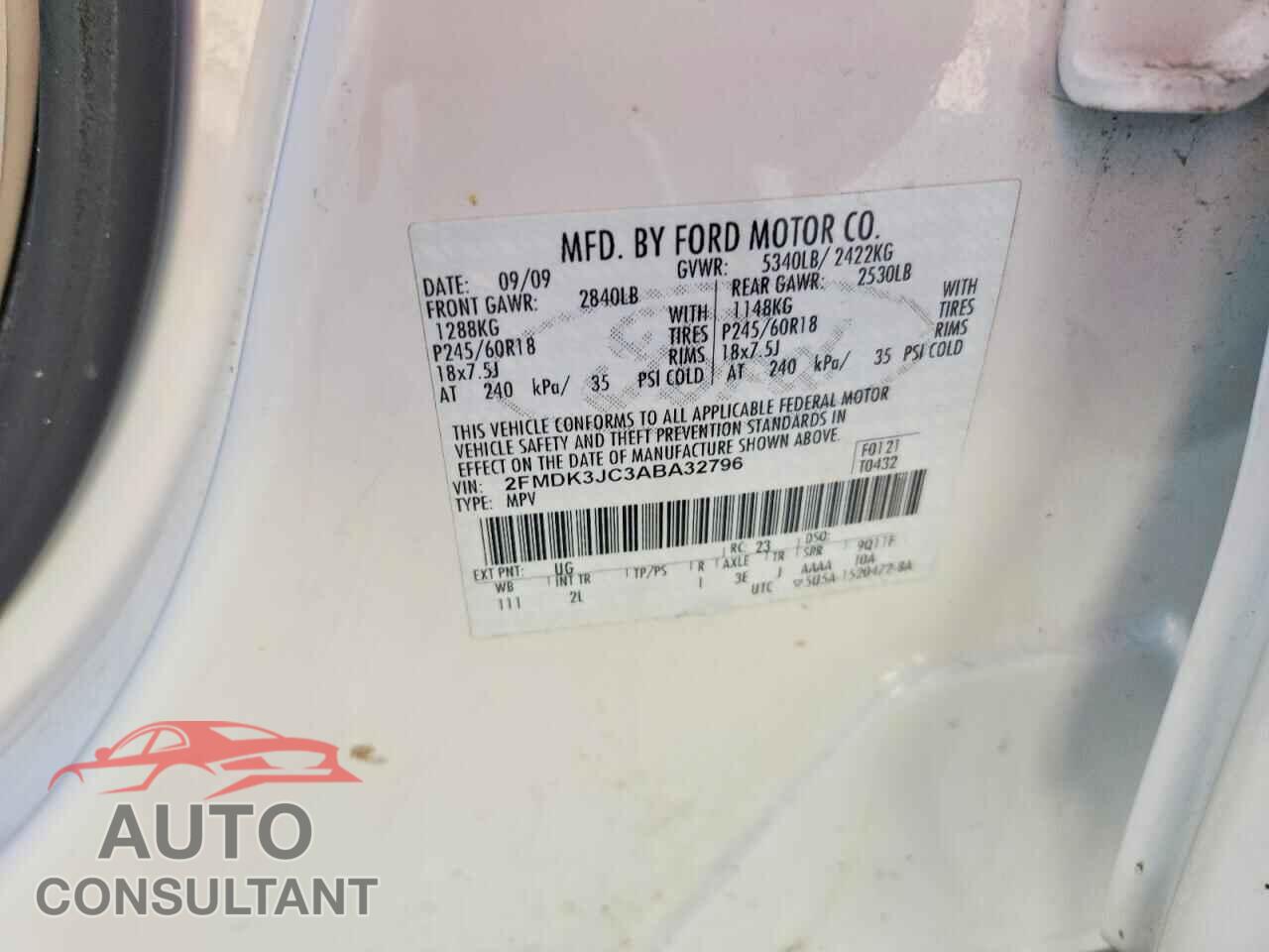 FORD EDGE 2010 - 2FMDK3JC3ABA32796