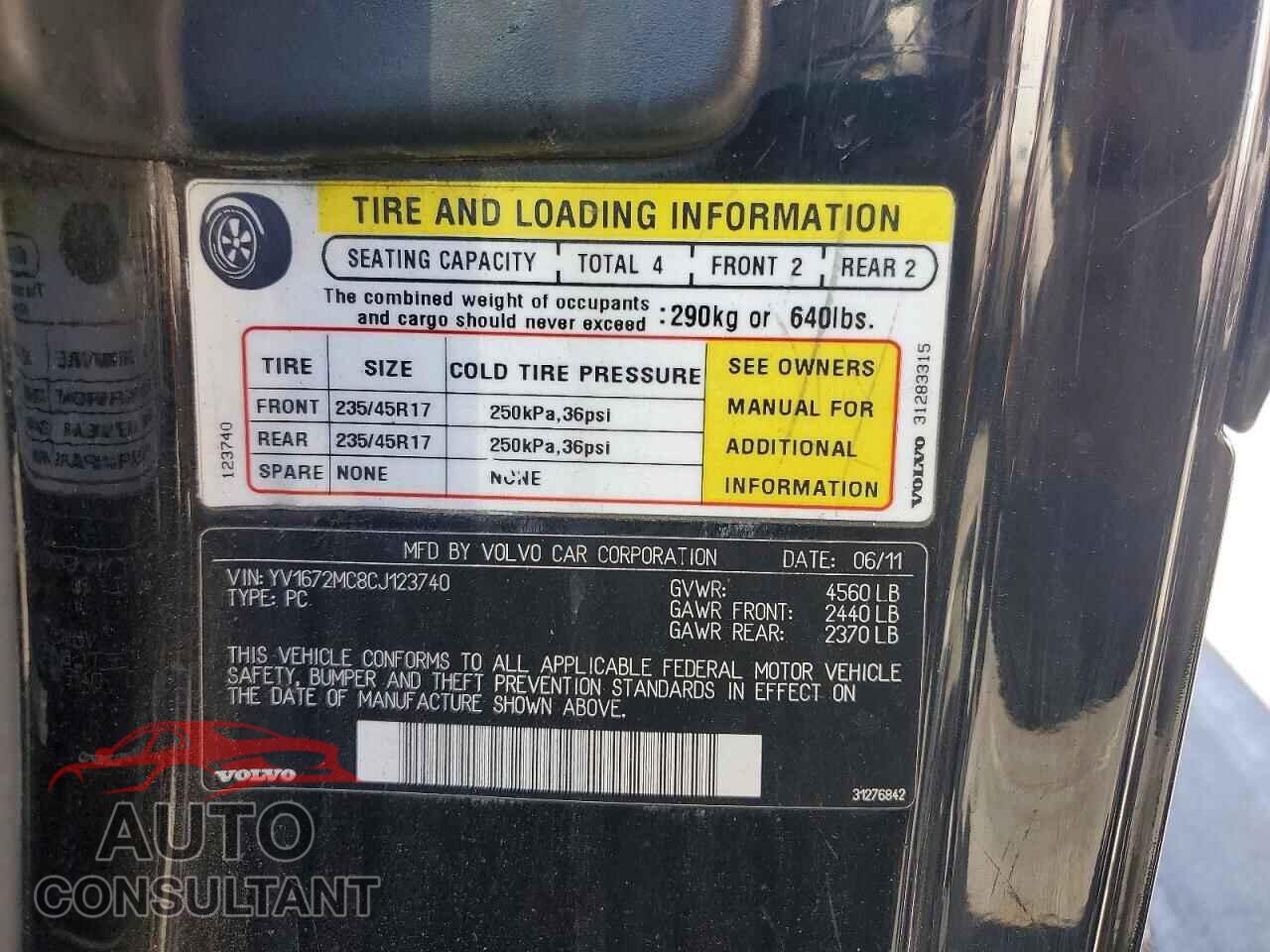 VOLVO C70 2012 - YV1672MC8CJ123740