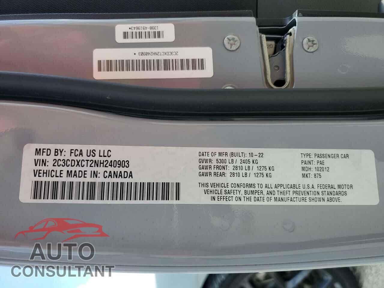 DODGE CHARGER 2022 - 2C3CDXCT2NH240903