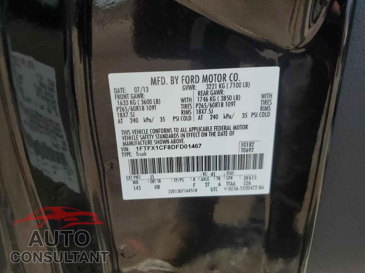 FORD F-150 2013 - 1FTFX1CF8DFD01467