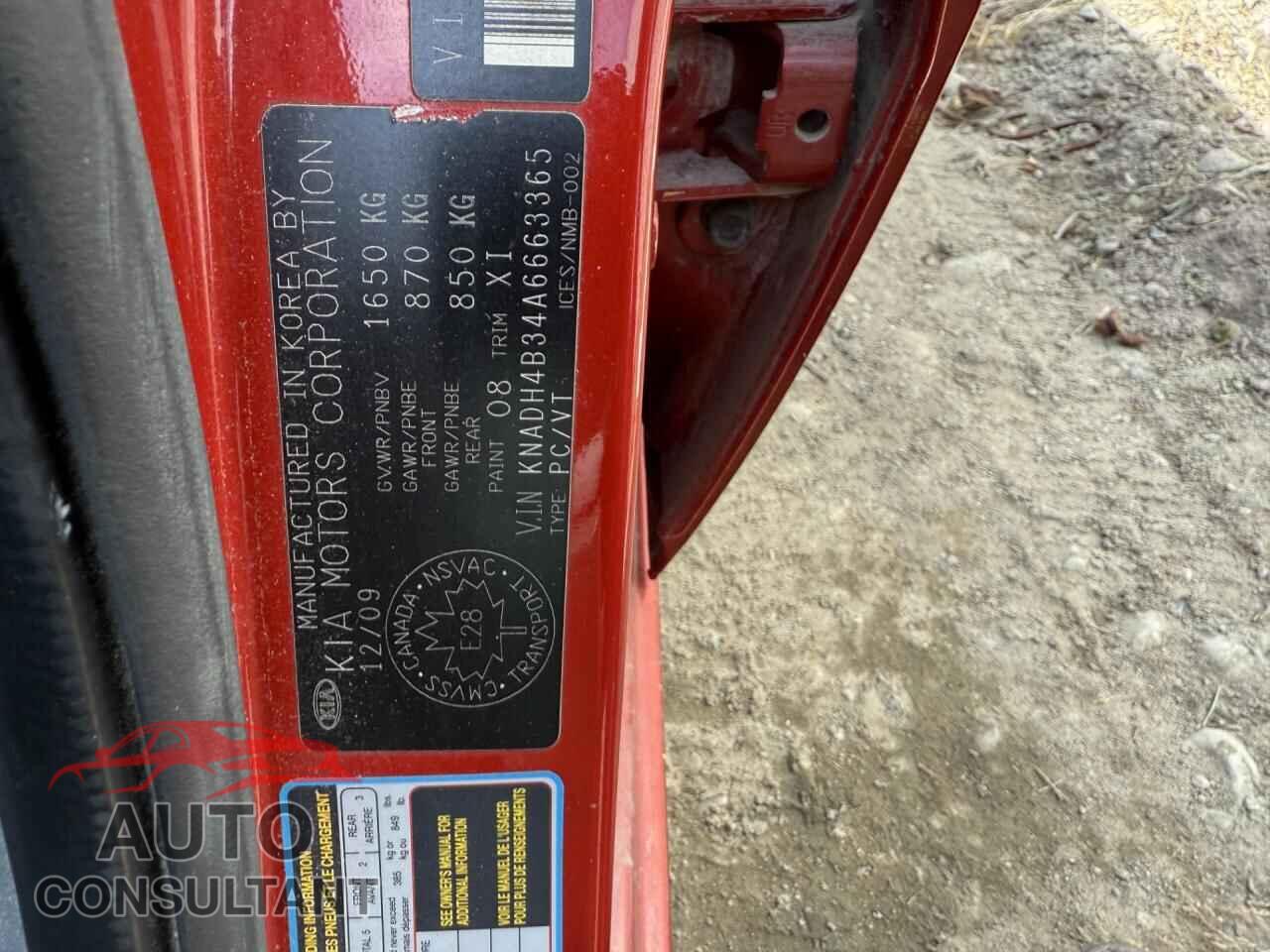 KIA RIO 2010 - KNADH4B34A6663365