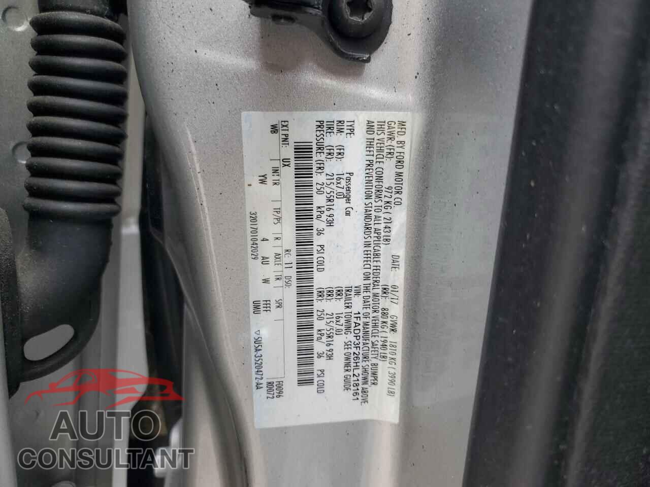 FORD FOCUS 2017 - 1FADP3F26HL218161